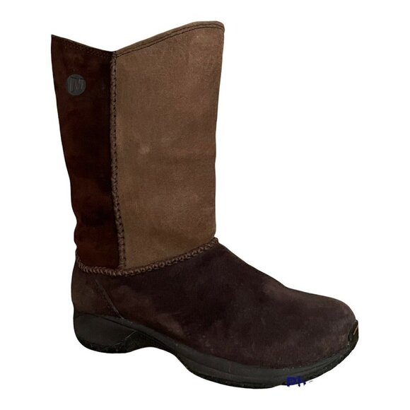 Merrell 5.5 Women’s Encore Stitch Boot Espresso Brown Leather Shearling Lined - Picture 1 of 7